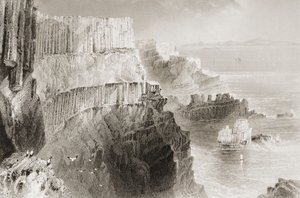 Plaiskin Cliff, vicino al Selciato del Gigante, Contea di Antrim, Irlanda del Nord, da 