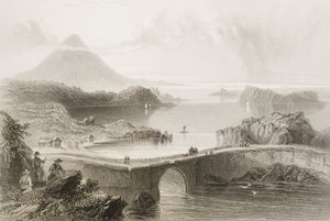 Ponte di barche a Lough Conn, Contea di Mayo, Irlanda, da 