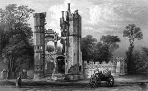 Rovine di Nether Hall, vicino a Harlow, Essex, incisione di John Rogers, c.1832 da William Henry Bartlett