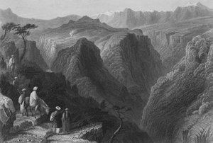 Scena nel Monte Libano, sopra la Valle del Kadesha, o Valle Santa da William Henry Bartlett