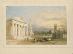 Studio per la veduta di Yale College e dello Statehouse di Bartlett da William Henry Bartlett