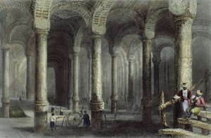 La cisterna di Bin-Veber-Direg, o Le Mille e Una, Istanbul, incisa da J. Carter, c.1850
