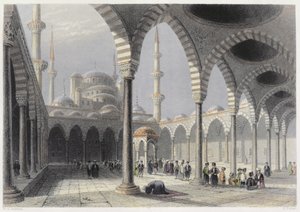 Corte della Moschea del Sultano Achmet, Istanbul, inciso da S. Fisher, c.1850 da William Henry Bartlett