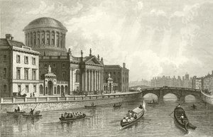 I Quattro Tribunali, Dublino da William Henry Bartlett