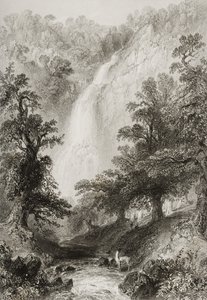 La cascata, Powerscourt, Contea di Wicklow, Irlanda, da 