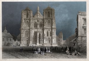 La cattedrale o duomo di San Pietro a Ratisbona (Regensburg). ca. 1830 (incisione)