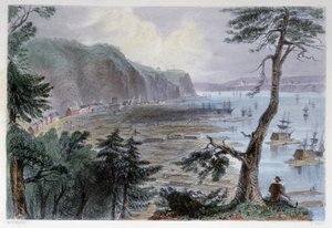 Deposito di legname vicino a Québec - in "Canadian scenery illustrated" di Bartlett W. H. da William Henry Bartlett