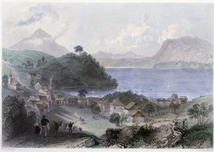 Veduta di Georgeville e del suo lago - in "Canadian Scenery Illustrated" di William Henri Barlett, ed. George Virtue
