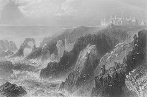 Veduta del Castello di Slaines, vicino a Peterhead