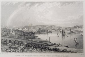 Veduta di Waterford dalla Dunmore Road, Irlanda, inciso da W. Taylor da William Henry Bartlett