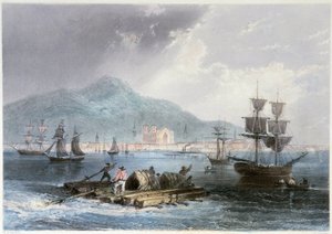 Vista di Montréal e delle barche - in "Canadian Scenery illustrated" di William Henri Bartlett, ed. George Virtue