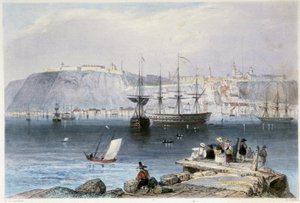 Veduta di Quebec e del suo porto (Canada) - in "Scenari canadesi illustrati" di William Henri Barlett, ed. George Virtue da William Henry Bartlett