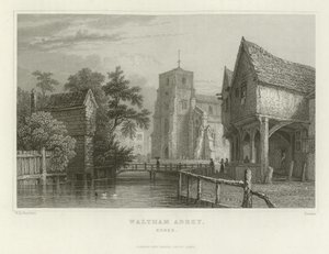 Abbazia di Waltham, Essex da William Henry Bartlett
