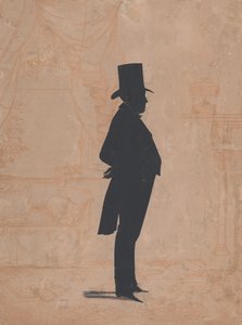 Silhouette di un uomo sconosciuto con cilindro e frac, 1828-83 da William Henry Brown