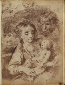 La Sacra Famiglia con tre cherubini