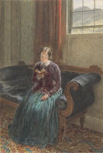 Una signora che legge, chiamata Mrs William Hunt da William Henry Hunt