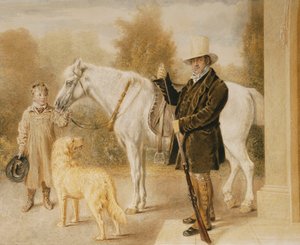 Un cacciatore con un ragazzo, un pony e un cane, 1827 da William Henry Hunt