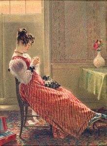 Signora che cuce, c.1830 da William Henry Hunt