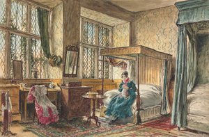 Miss Moore che cuce nella sua camera da letto, Hardwick Hall, Derbyshire da William Henry Hunt