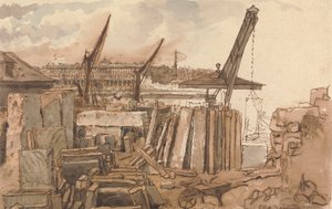 La costruzione del ponte di Waterloo da William Henry Hunt