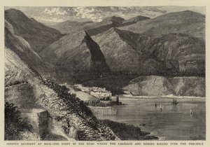 Grave Incidente a Nizza, il Punto della Strada dove la Carrozza e i Cavalli sono caduti nel Precipizio da William Henry James Boot