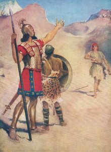 Davide e Golia, da The Bible Picture Book pubblicato da Thomas Nelson, c.1950 da William Henry Margetson