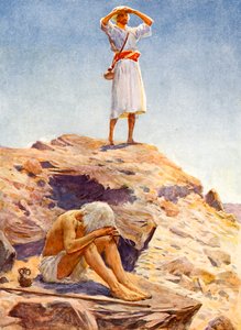 Elia e il suo servo che guardano la pioggia sul Monte Carmelo