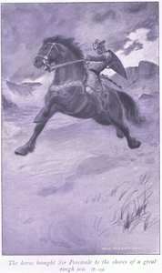 Il cavallo portò Sir Percivale sulle rive di un grande mare agitato da William Henry Margetson