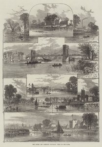La gara di canottaggio Oxford e Cambridge, vedute sul fiume