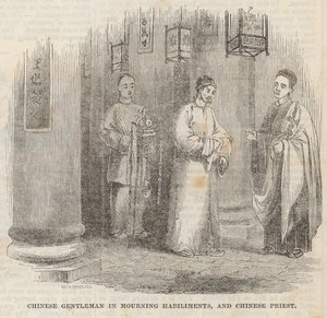 Gentiluomo cinese in abiti da lutto e sacerdote cinese