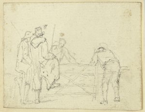 Cinque figure al cancello da William Henry Pyne