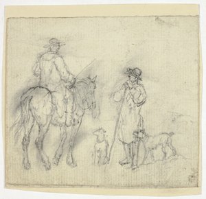 Uomo con cani e un altro a cavallo da William Henry Pyne