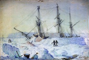 No.22 è una vista del lato di porto della nave con un effetto di alba nel febbraio 1837 e mostra lo stato dei muri di neve in quel momento da William Henry Smyth