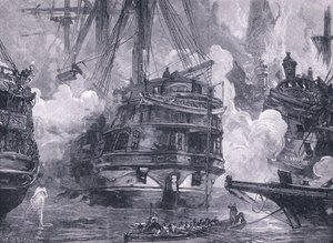 La battaglia di Navarino AD 1828 (litografia)