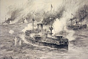 Battaglia del Fiume Yalu il 17 settembre da William Heysham Overend