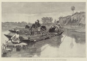 Barche sul fiume Myettha a Gungaw, nel paese di Yaw, Birmania nord-occidentale da William Heysham Overend