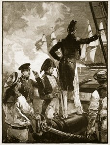 Il capitano Walpole intercetta le navi del duca di Saldanha, illustrazione da 