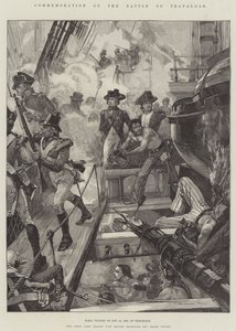 Commemorazione della Battaglia di Trafalgar, HMS Victory il 21 ottobre 1805, a Trafalgar da William Heysham Overend