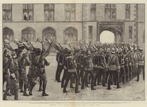 Ispezione delle Guardie Granatieri da parte della Regina al Castello di Windsor da William Heysham Overend