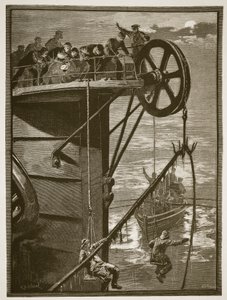 Scienza moderna: Recupero di un cavo telegrafico in mare, inciso da W.J. Palmer