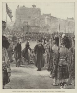 La principessa Louise presenta nuovi colori agli Argyll e Sutherland Highlanders al Castello di Edimburgo da William Heysham Overend