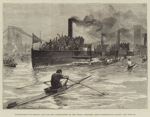 Gara di canottaggio di lunedì scorso per il campionato del mondo, schizzata sopra il ponte di Hammersmith