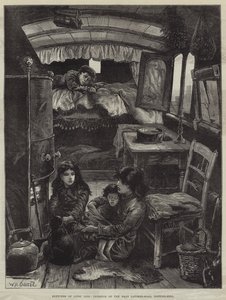 Schizzi di vita zingara, interno di un carro vicino a Latimer-Road, Notting-Hill