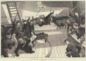 Lancia la scimmia! Uno schizzo a bordo della HMS Inconstant da William Heysham Overend