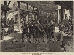 La guerra afgana, i 4th Goorkhas che marciano attraverso il bazar, Jellalabad