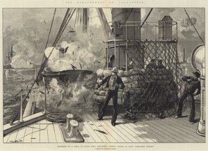 Il Bombardamento di Alessandria, Esplosione di un Proiettile a Bordo della HMS Alexandria, Fuga Stretta del Comandante Hosken