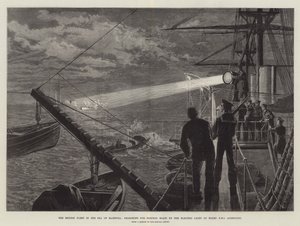 La flotta britannica nel Mar di Marmora, alla ricerca di torpediniere con la luce elettrica a bordo della HMS Agincourt