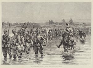 La campagna di frontiera Chin in Birmania, truppe che attraversano il fiume Yaw