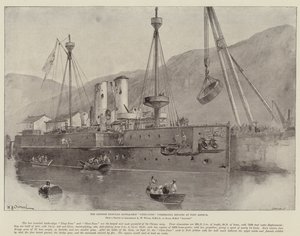 La corazzata cinese Chen-Yuen in riparazione a Port Arthur da William Heysham Overend