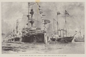 La rivista navale, il Royal Yacht Victoria e Albert che passa attraverso le linee della flotta da William Heysham Overend
